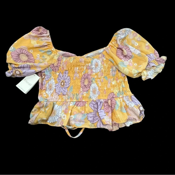 NWT Meraki Floral crop blouse XL Cottagecore puff sleeve - Picture 2 of 7